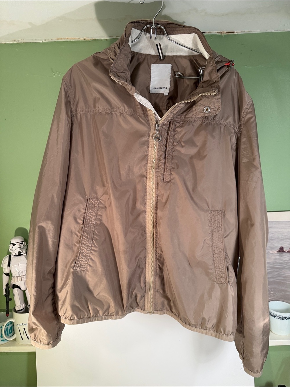 J. Lindeberg - Lightweight Hooded Windbreaker Jacket - Taupe